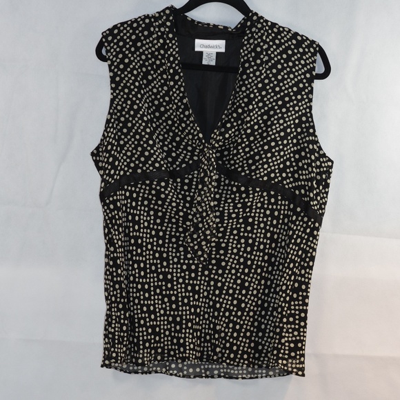 100% Silk Polka Dot Top Chadwicks SZ 16P - Picture 2 of 6
